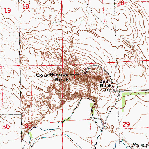 Topographic Map of Courthouse Rock, NE