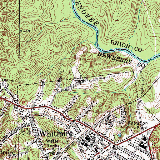 Topographic Map of Whitmire Cemetery, SC