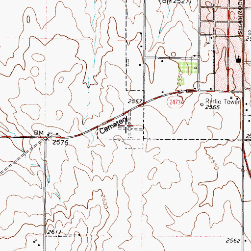 Topographic Map of Wheeler Cemetery, TX