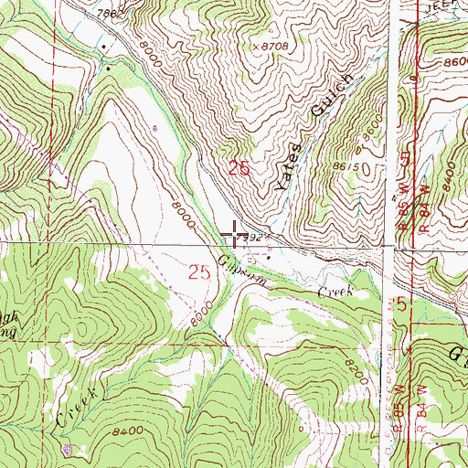 Topographic Map of Yates Gulch, CO