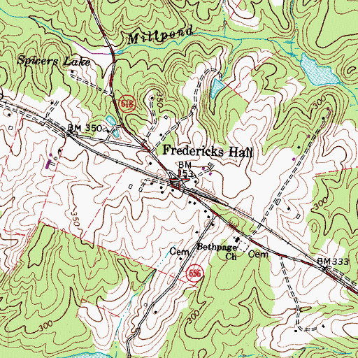 Topographic Map of Fredericks Hall Post Office, VA