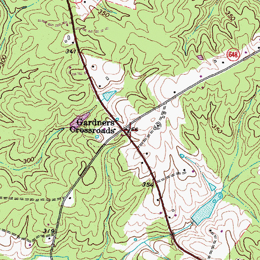 Topographic Map of Gardners Crossroads Post Office, VA
