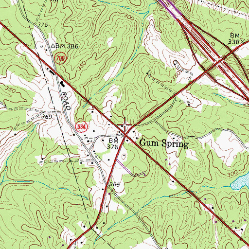 Topographic Map of Gum Spring Post Office, VA
