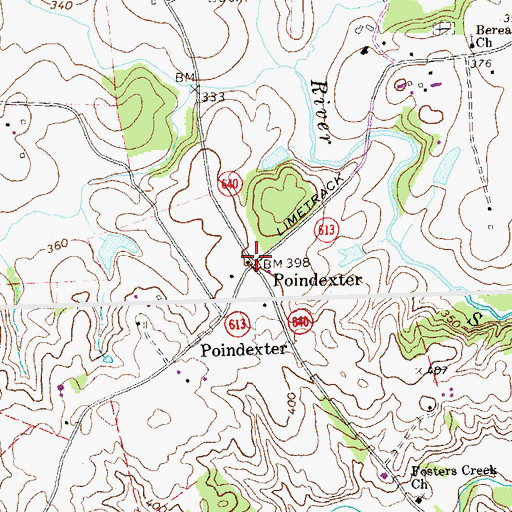 Topographic Map of Poindexter Post Office, VA