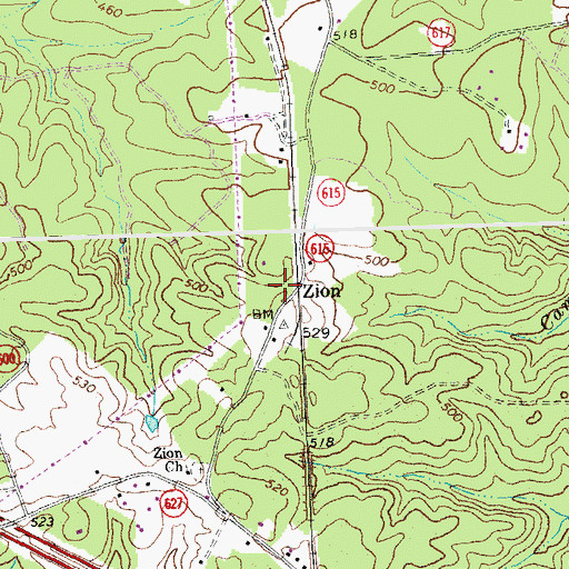 Topographic Map of Zion Post Office, VA