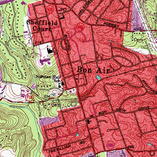Topographic Map of Bon Air Christian School, VA