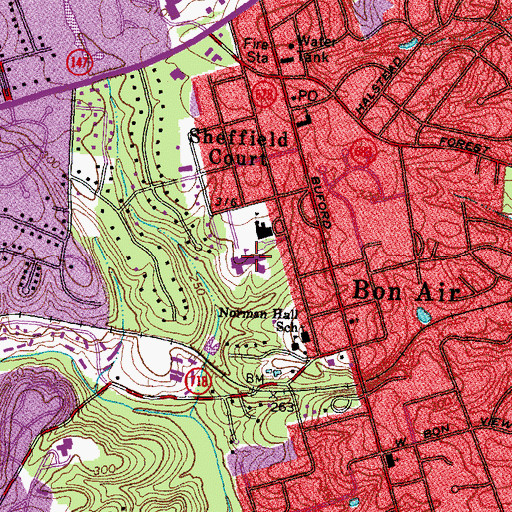 Topographic Map of Bon Air Primary School, VA
