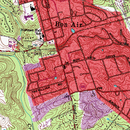 Topographic Map of Bon Air United Methodist Church, VA