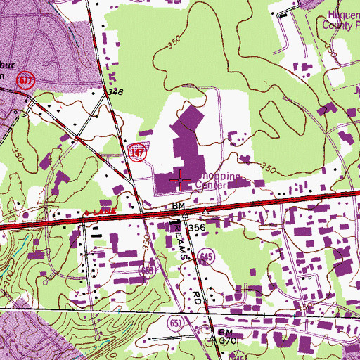 Topographic Map of Chesterfield Mall Shopping Center, VA