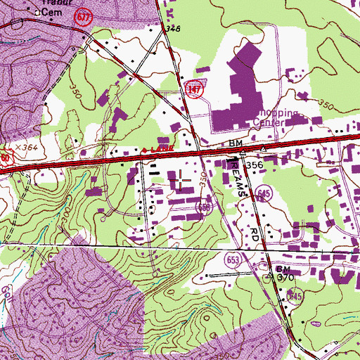 Topographic Map of Crossroads Shoppers World Shopping Center, VA