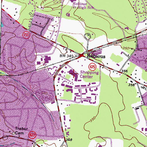 Topographic Map of Huguenot Village Shopping Center, VA