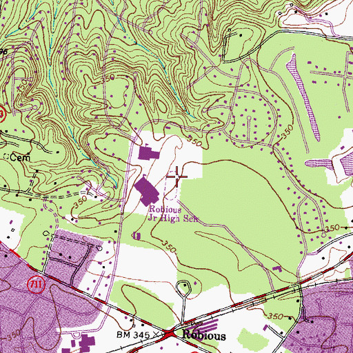 Topographic Map of Robious Athletic Complex, VA