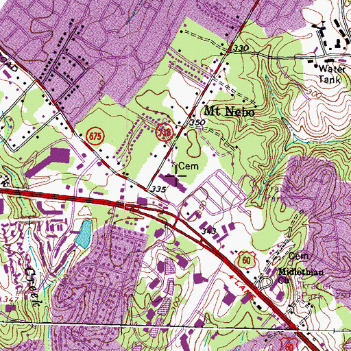 Topographic Map of Robious Hall Shopping Center, VA