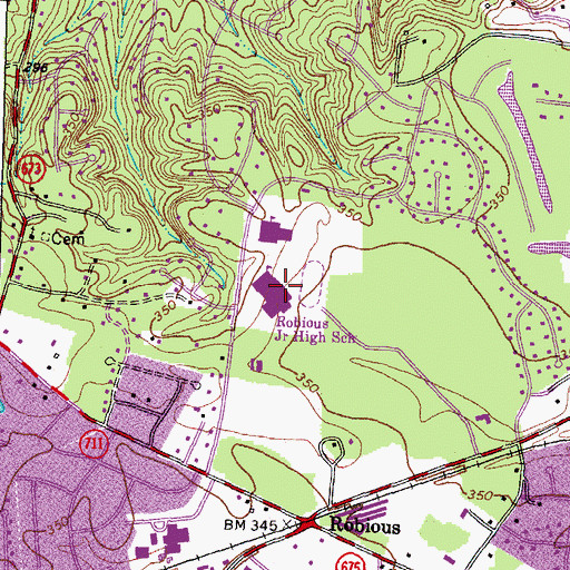 Topographic Map of Robious Middle School, VA