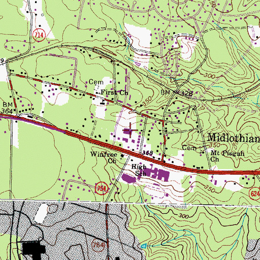 Topographic Map of Sycamore Square Shopping Center, VA