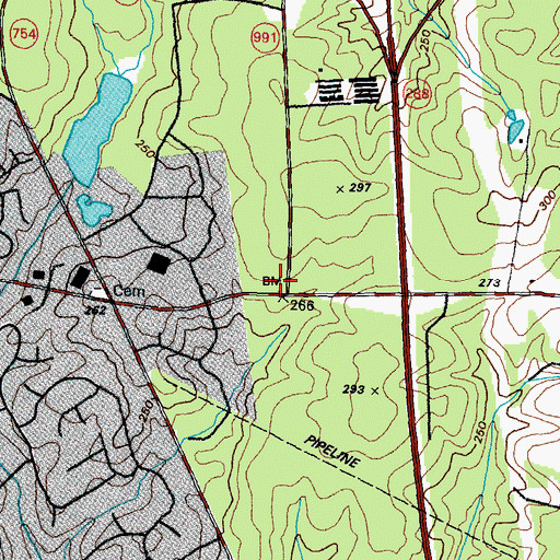 Topographic Map of Waterford Shopping Center, VA