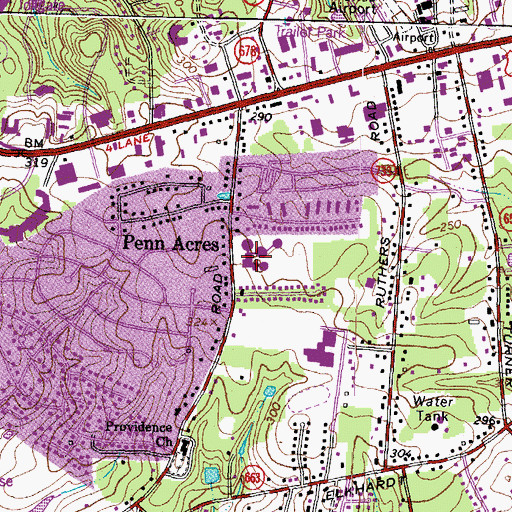 Topographic Map of A M Davis Elementary School, VA