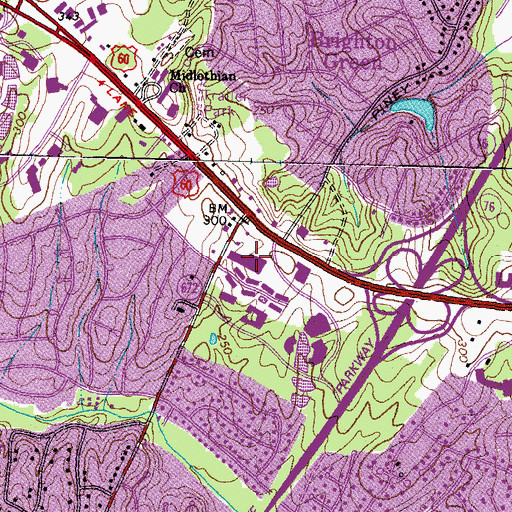 Topographic Map of Arch Village Shopping Center, VA