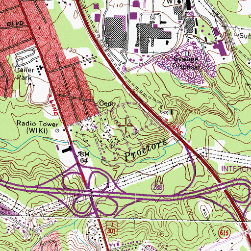 Topographic Map of Bellmeade, VA