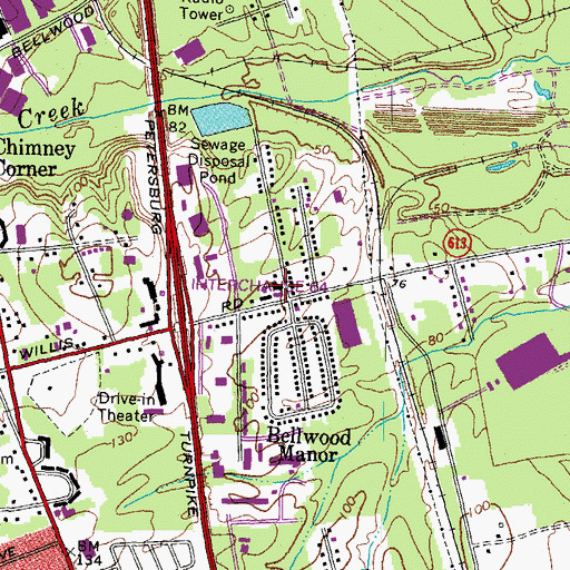 Topographic Map of Bellwood Baptist Church, VA