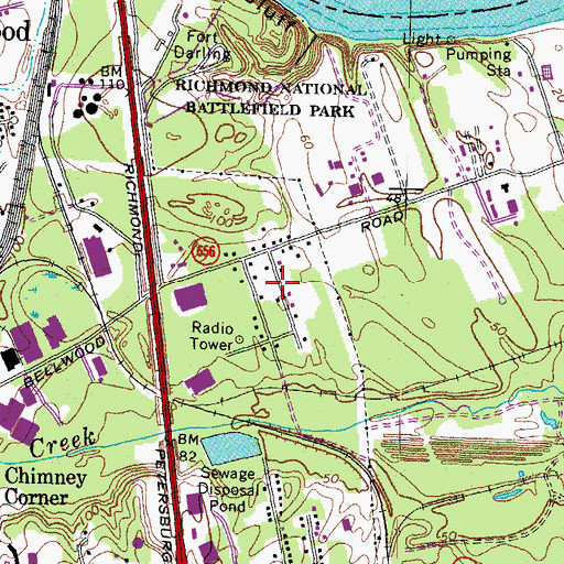 Topographic Map of Bellwood Estates, VA