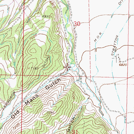 Topographic Map of Old Mans Gulch, CO