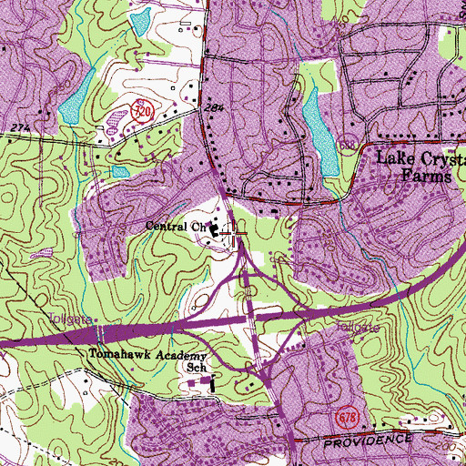 Topographic Map of Central Baptist Church Cemetery, VA