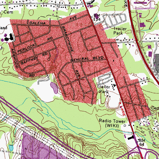 Topographic Map of Central Park, VA