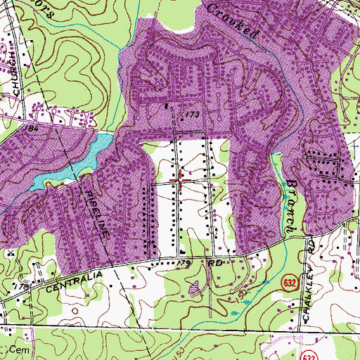 Topographic Map of Centralia Gardens, VA