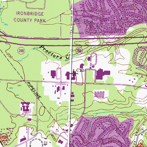 Topographic Map of Chesterfield Career and Technical Center at Courthouse, VA