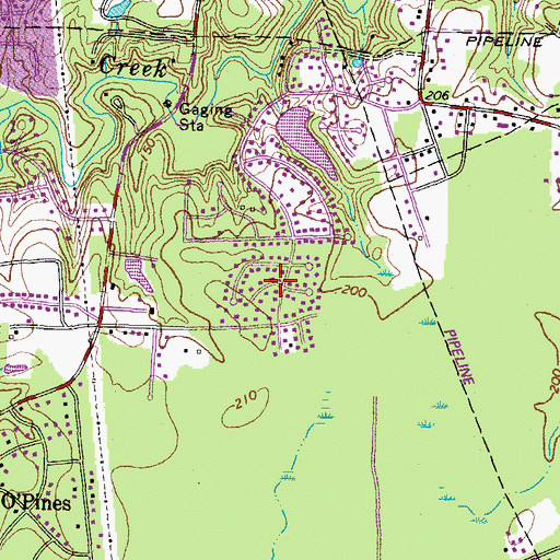 Topographic Map of Fairpines, VA