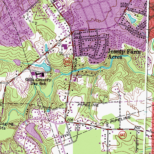 Topographic Map of Falling Creek Baptist Church, VA