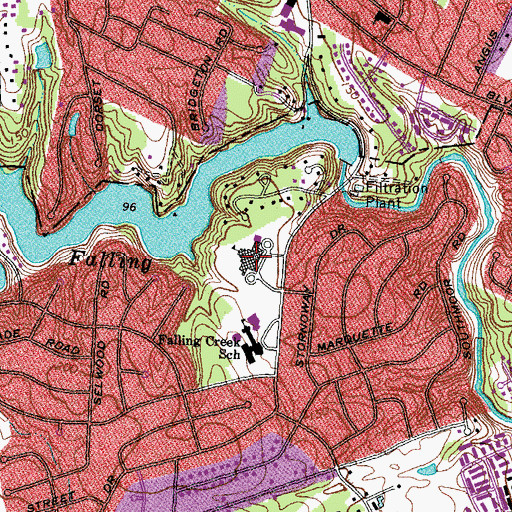 Topographic Map of Falling Creek Middle School, VA