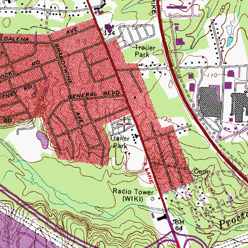 Topographic Map of Felipos Mobile Court, VA