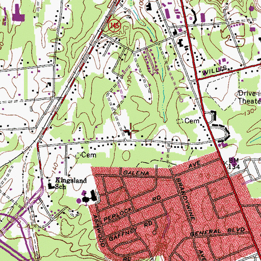 Topographic Map of First Baptist Church, VA