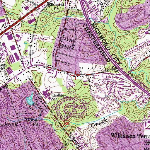 Topographic Map of First Church of God, VA