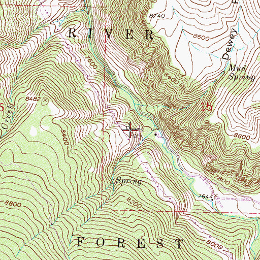 Topographic Map of Dewey Park, CO