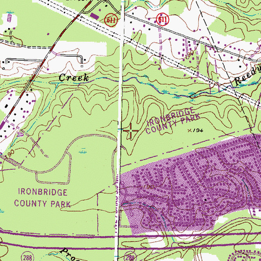 Topographic Map of Iron Bridge Park, VA