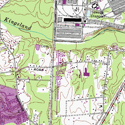Topographic Map of Kingsland Acres, VA