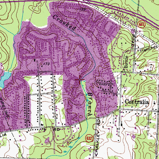 Topographic Map of Lost Forest, VA