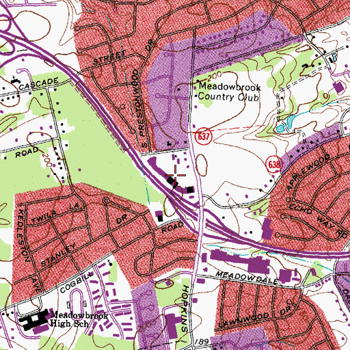 Topographic Map of Meadowbrook Plaza Shopping Center, VA