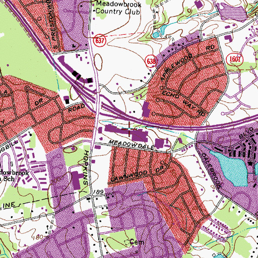 Topographic Map of Meadowdale Shopping Center, VA