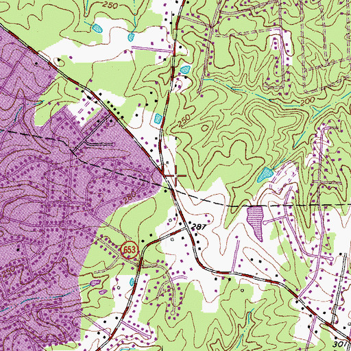 Topographic Map of Oak Forest Baptist Church, VA