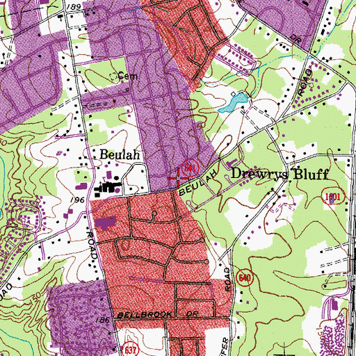 Topographic Map of Oak Grove Baptist Church, VA