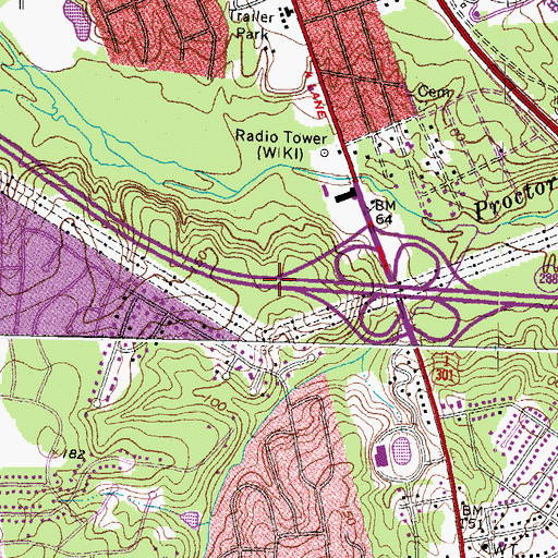 Topographic Map of Old Lane Cemetery, VA