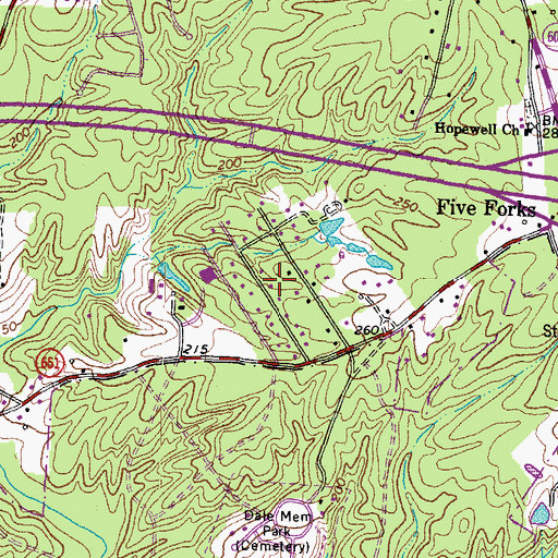 Topographic Map of Pocahontas Acres, VA