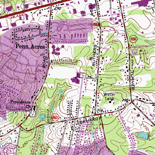 Topographic Map of Providence Middle School, VA