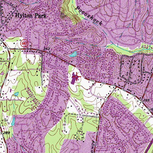 Topographic Map of Reams Road Elementary School, VA