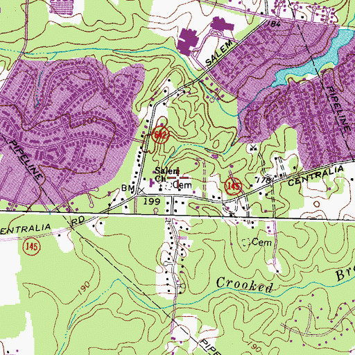 Topographic Map of Salem Baptist Church Cemetery, VA
