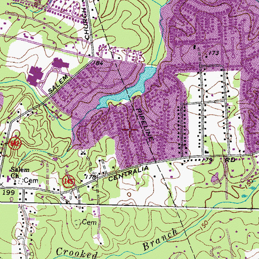 Topographic Map of Salem Woods, VA